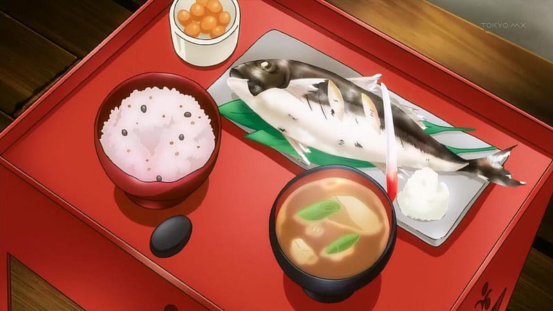 ♡ Food ♡, pretty, item, object, fish, hungry, objects, sweet, nice, yummy, anime, bowl, delicious, lovely, items, anime food, soup, vegetable, rice, taste, plate, tasty, HD wallpaper