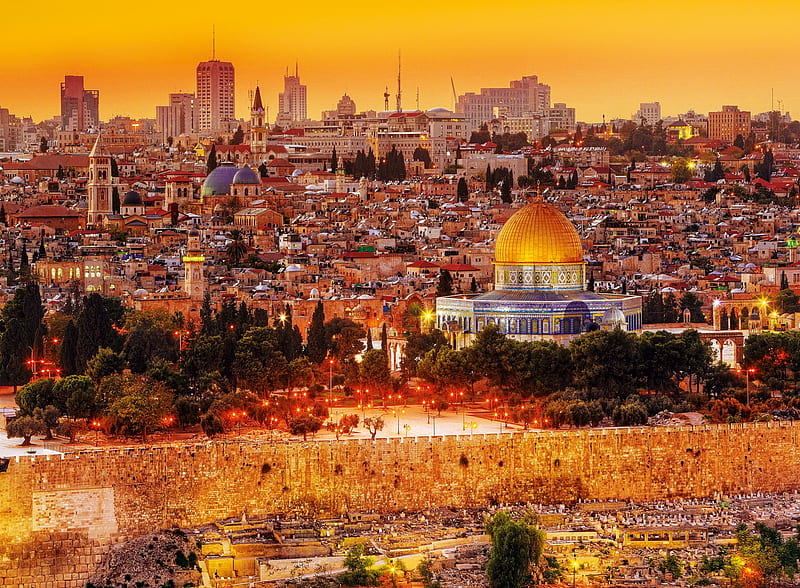 Jerusalem, Israel, sunset, sky, houses, churches, HD wallpaper | Peakpx