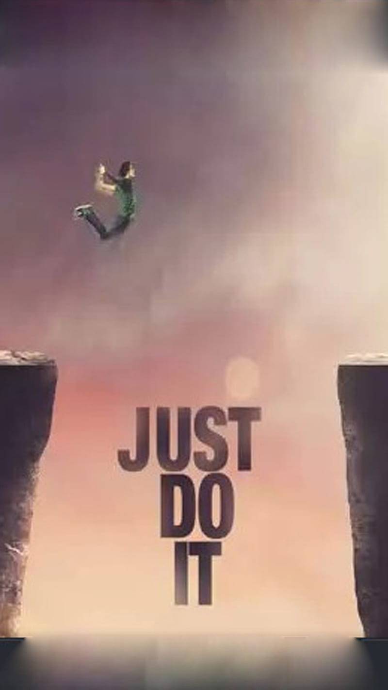 Just Do It, attitude, dare, high, jump, mountain, HD phone wallpaper