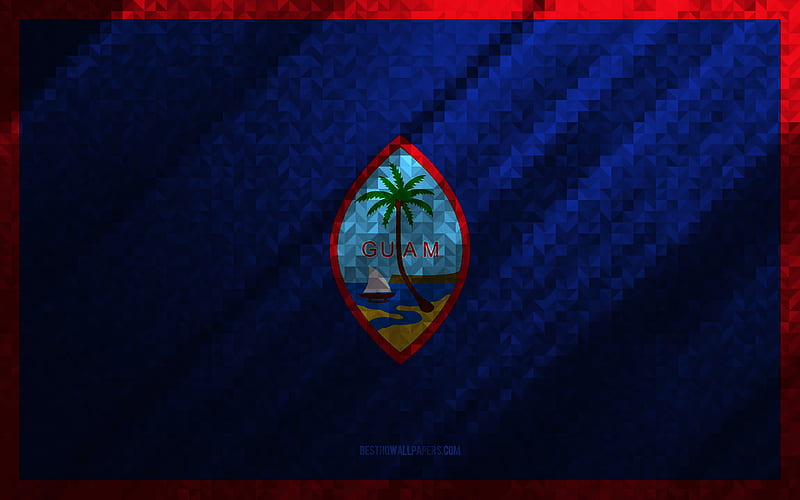 Flag of Guam, multicolored abstraction, Guam mosaic flag, Guam, mosaic art, Guam flag, HD wallpaper