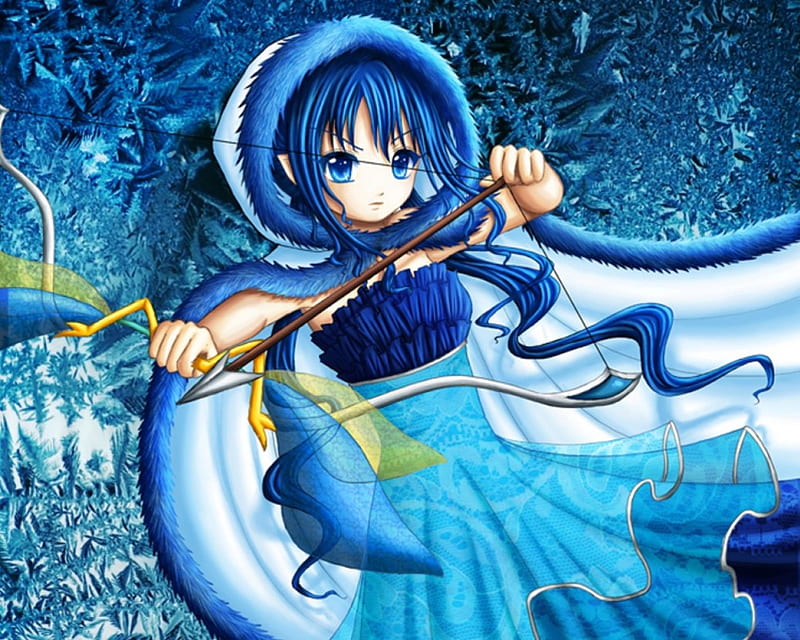 blue hair furry bow anime