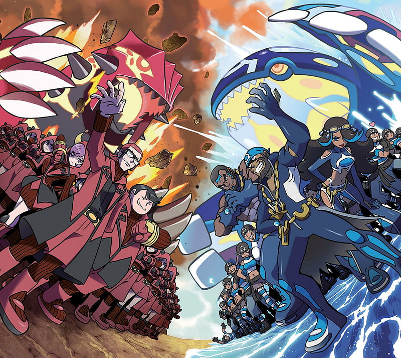Team Magma Team Aqua Alpha Groudon Kyogre Omega Oras Pokemon Ruby Sapphire Hd Wallpaper Peakpx