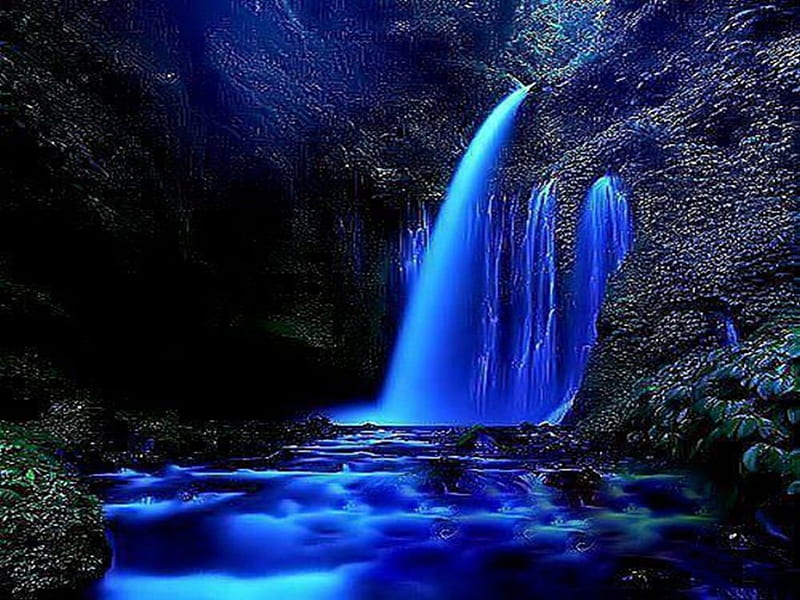 Beautiful Waterfall, lovely, blue water, beautiful nature, brilliant, blue,  HD wallpaper | Peakpx