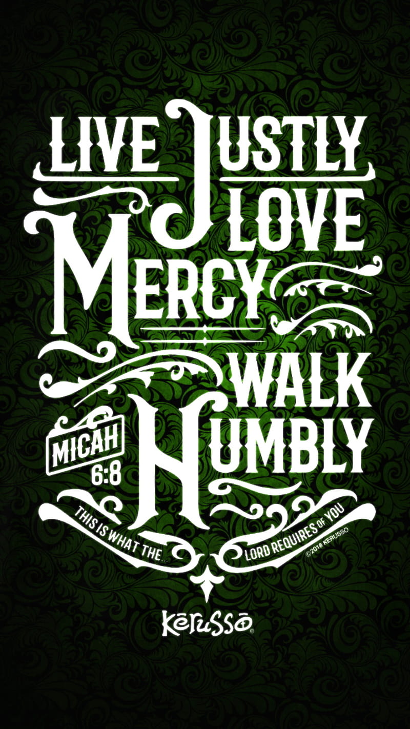 Micah 6 8, bible, bible verses, god, green, scripture, HD phone wallpaper