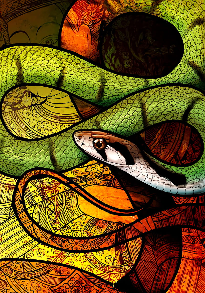 snake, pattern, reptile, art, HD phone wallpaper