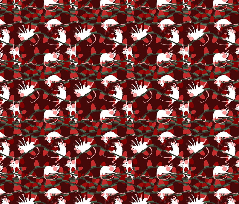 Texture, new year, red, chinese zodiac, craciun, christmas, brown, year of the rat, 2020, mouse, white, HD wallpaper