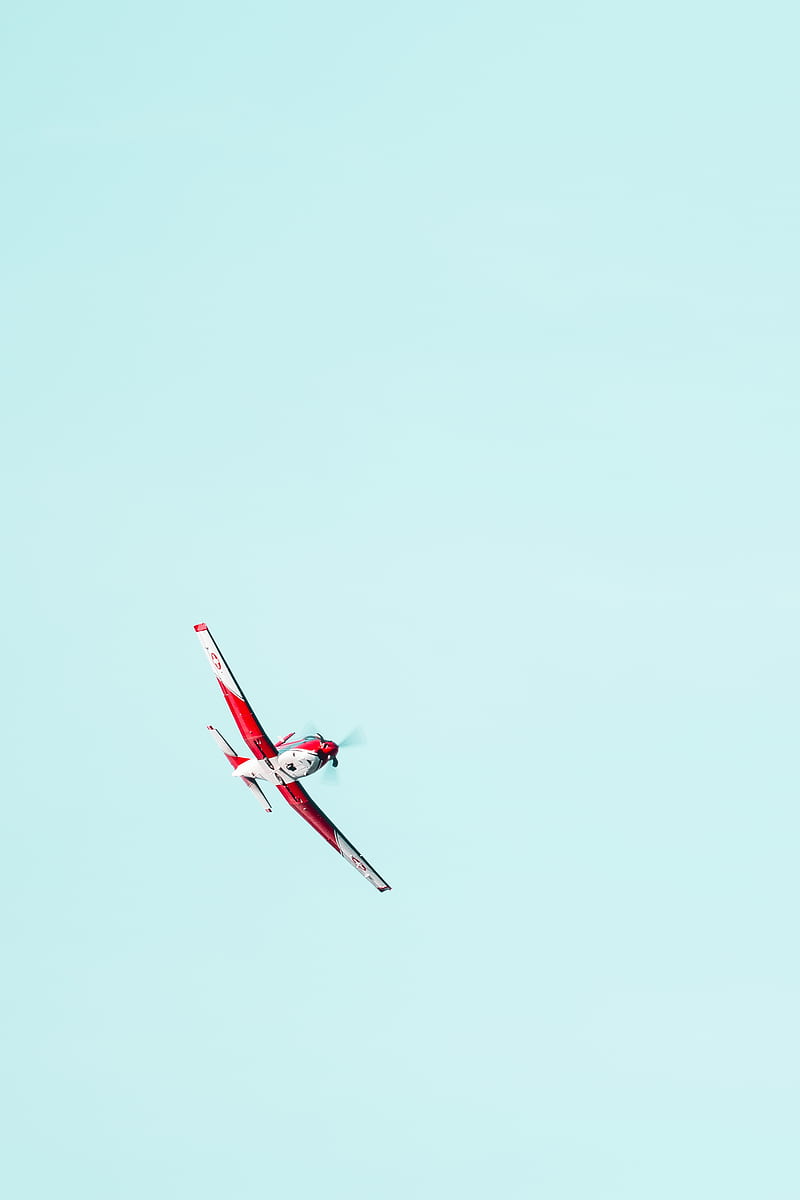 flying red and white biplane, HD phone wallpaper