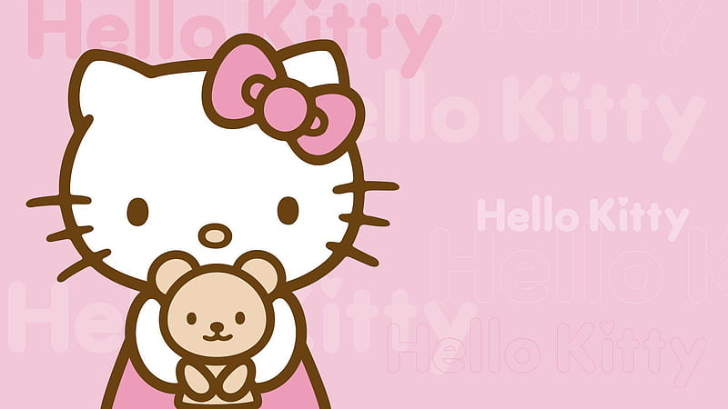 Download Sanrio Desktop Hello Kitty Pink-Striped Background Wallpaper