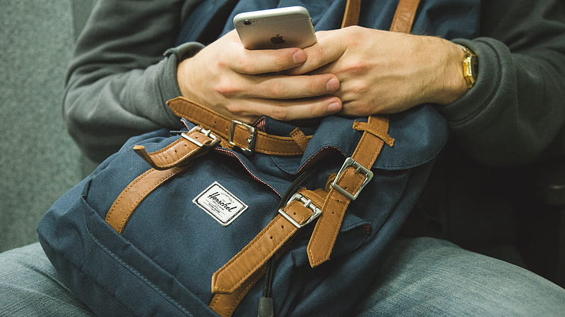 man holding his phone while sitting on chair, HD wallpaper