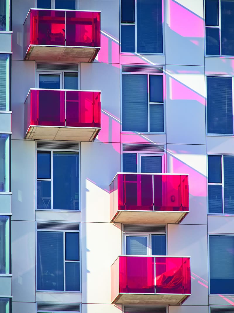 balconies, windows, facade, glass, HD phone wallpaper