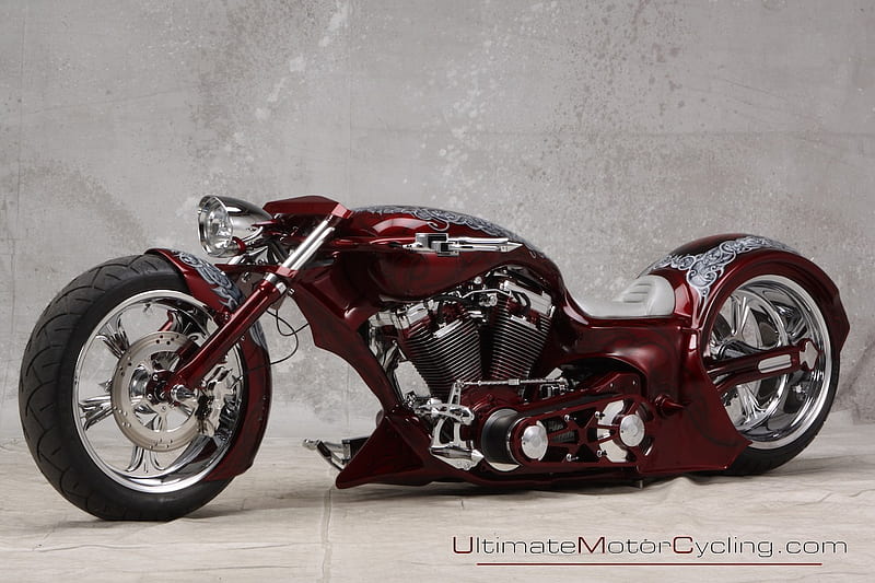 Radical_Kustoms, custom, maroon, bike, radical, HD wallpaper