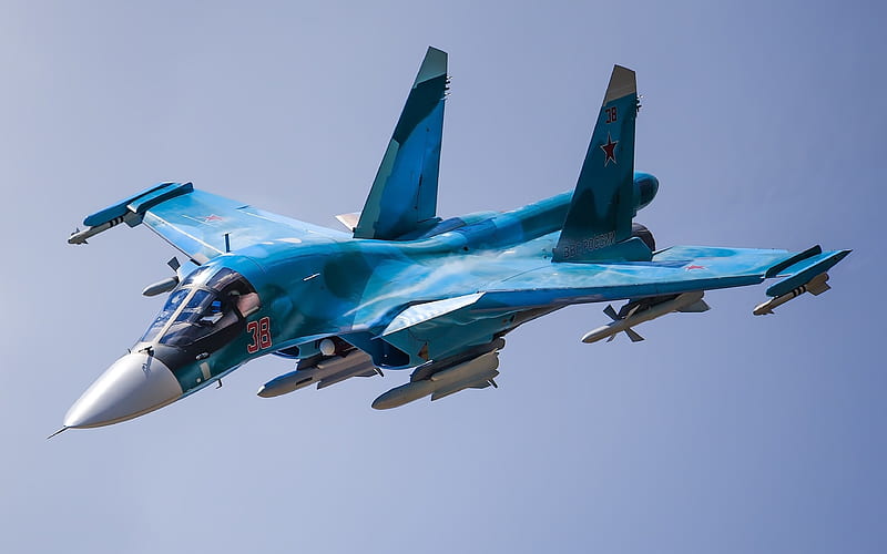 Sukhoi Su-34, fighter-bomber, strike aircraft, Russian military aircraft, Russian Air Force, HD wallpaper