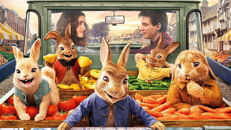 Margot Robbie Daisy Ridley Rose Byrne Domhnall Gleeson James Corden Peter Rabbit 2 The Runaway, HD wallpaper