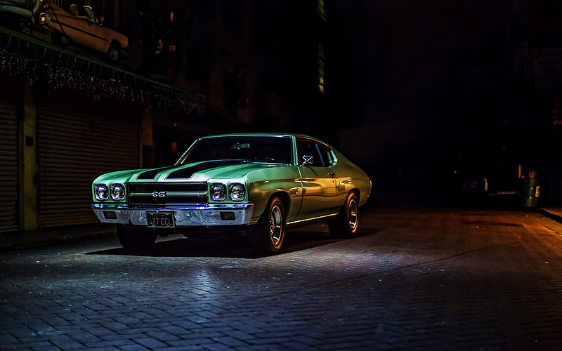 Chevrolet Chevelle SS, muscle cars, 1970 cars, night, retro cars, 1970 Chevrolet Chevelle, american cars, Chevrolet, HD wallpaper
