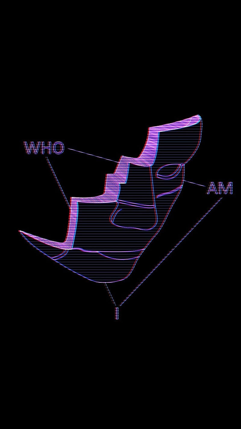 Who Am I, black, dark aesthetic, existential, face, glitch aesthetic, ninjapickles, purple, HD phone wallpaper