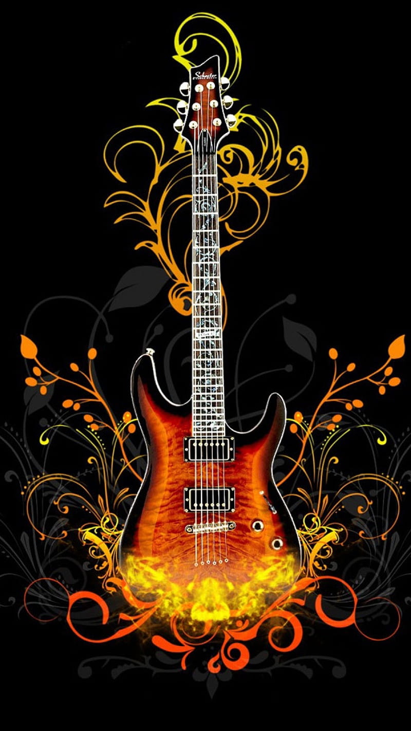 Normal Melódico Ninguna Arte artístico, guitarra, negro, colorido, Fondo de pantalla de teléfono HD  | Peakpx