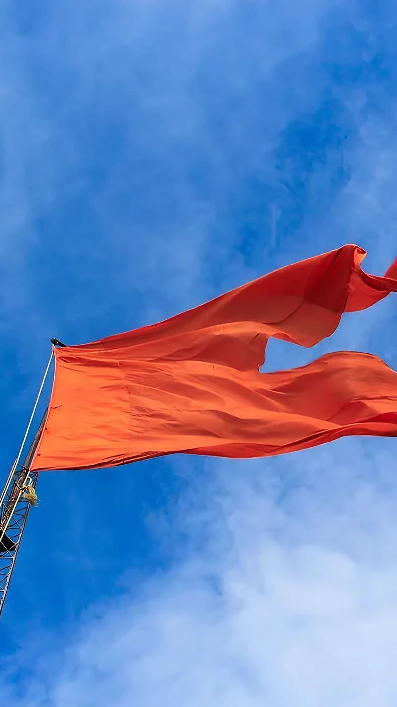 Bhagwa Flag, Clear Sky Background, orange flag, HD phone wallpaper