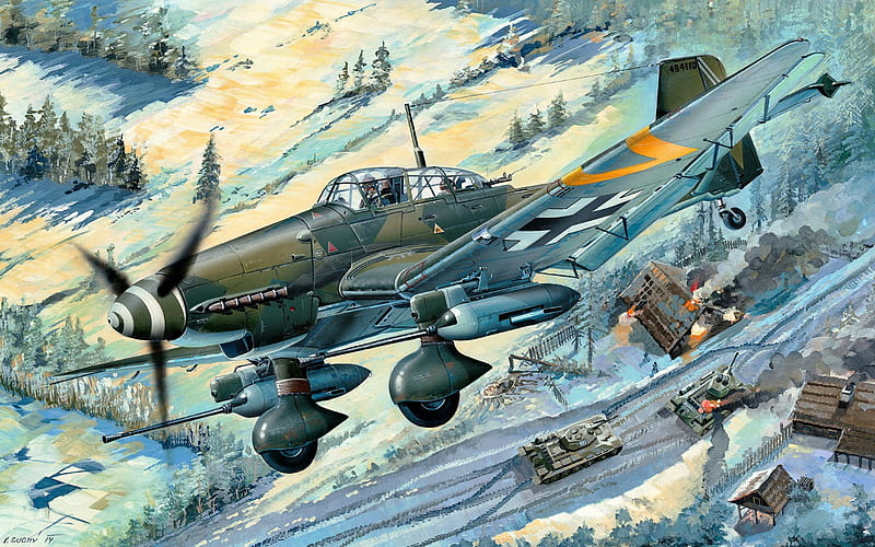 Junkers Ju 87, Stuka, Sturzkampfflugzeug, German dive bomber, Luftwaffe, military aircraft, World War II, ground-attack aircraft, Ju87G 2, Kanonenvogel, HD wallpaper
