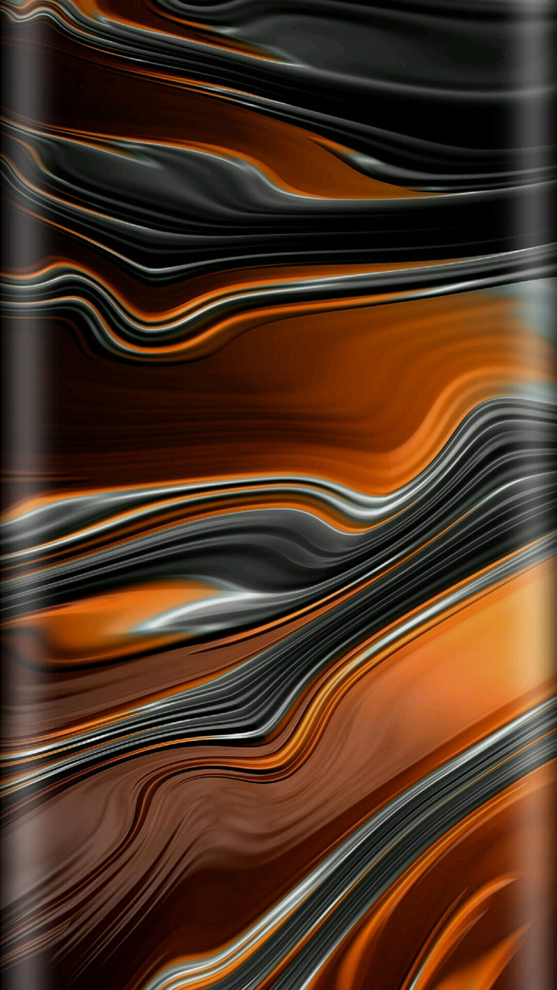 Abstract, 3d, bends, black, edge, orange, stripes, wave, HD phone wallpaper