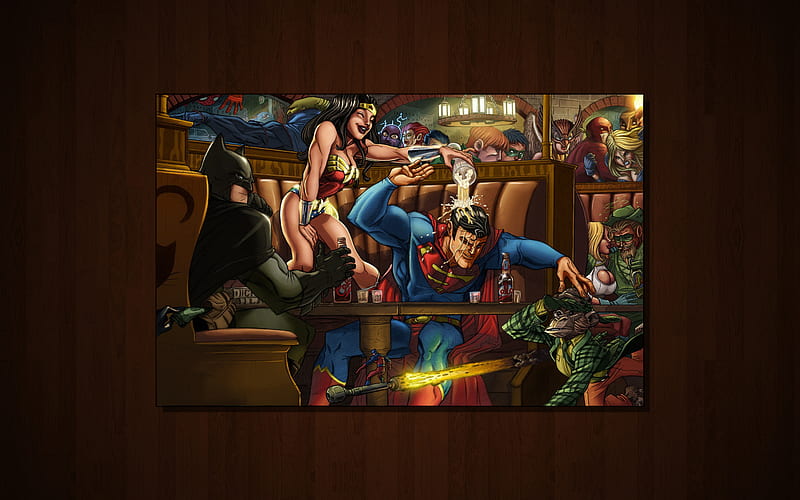 Drunken Heroes, comic, dc, heroes, drunken, HD wallpaper