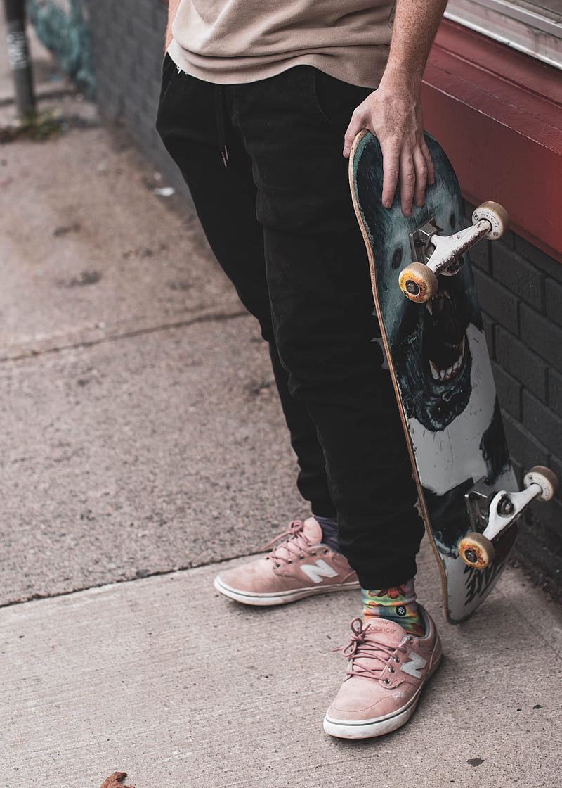 skateboard, sneakers, man, arm, legs, HD phone wallpaper