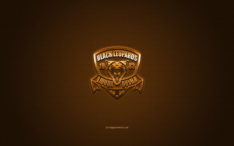 Black Leopards FC, South African football club, South African Premier Division, orange logo, orange carbon fiber background, football, Polokwane, South Africa, Black Leopards FC logo, HD wallpaper