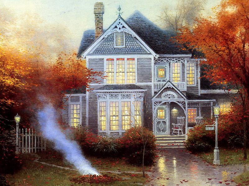 Amber House, autumn, cool, victorian, family loved, HD wallpaper