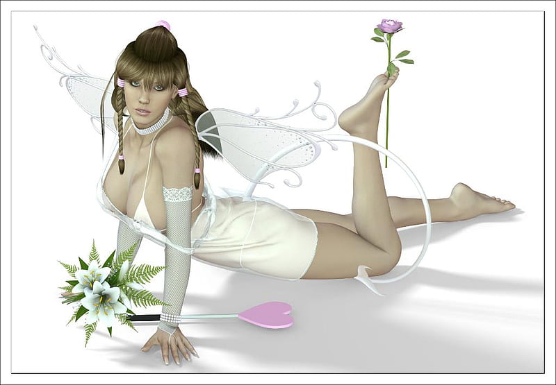 White Fairy, reclined, white, fairy, HD wallpaper