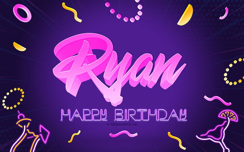 Happy Birtay Ryan Purple Party Background, Ryan, creative art, Happy Ryan birtay, Ryan name, Ryan Birtay, Birtay Party Background, HD wallpaper