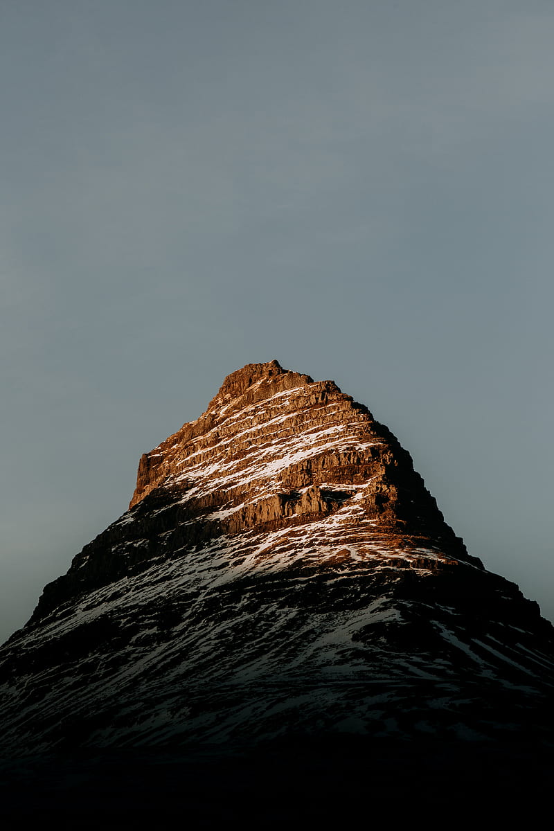 mountain, peak, snowy, stone, landscape, HD phone wallpaper