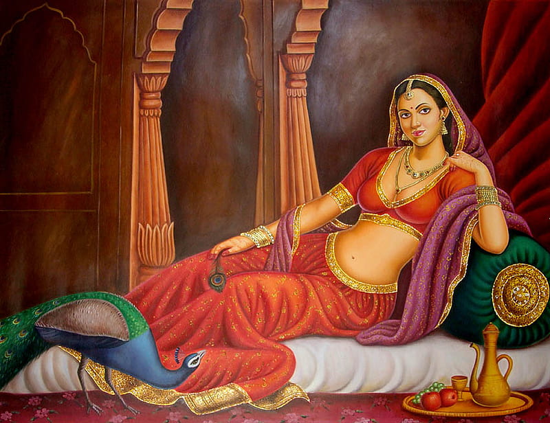 The Raj's Courtesan, art, courtesans, peacocks, birds, interiors, india,  women, HD wallpaper | Peakpx