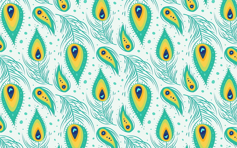 Texture, feather, pattern, green, yellow, peacock, paper, HD wallpaper