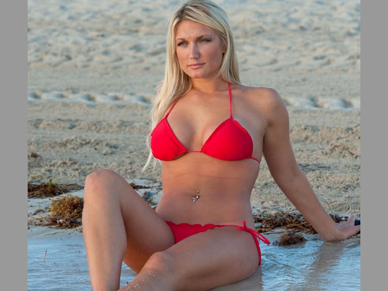 Brooke-Hogan, hot, in red, HD wallpaper.