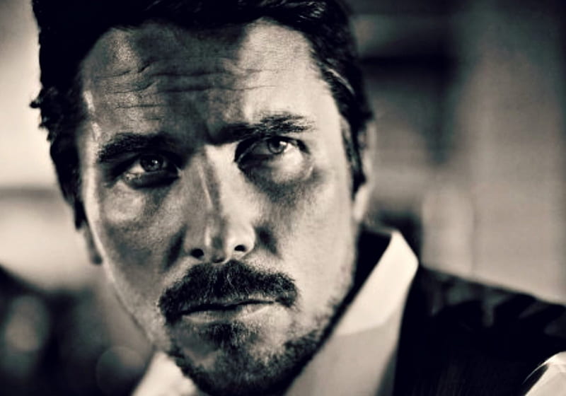 Christian Bale, black, man, white, actor, HD wallpaper