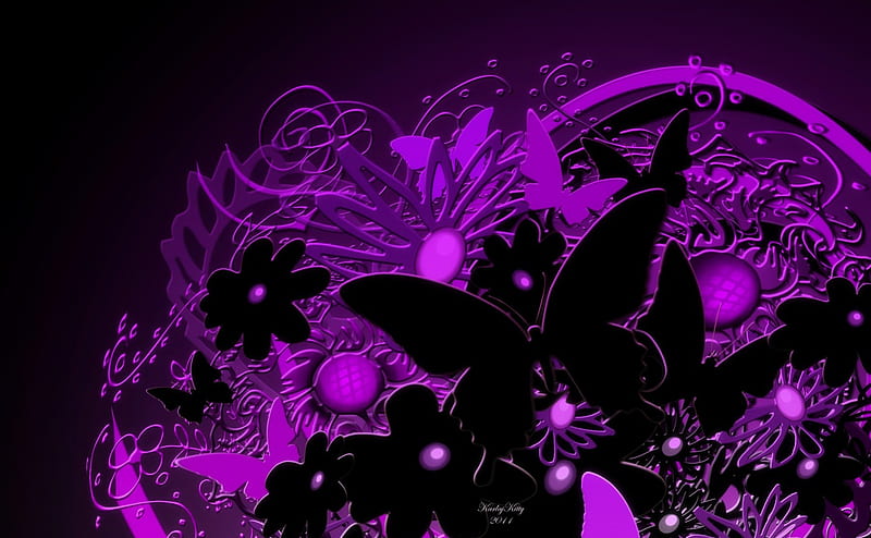 ✰Purple Butterfly Bouquet✰, pretty, colorful, bonito, digital art, sweet, flutter, butterfly, love, flowers, sharp, hopCS5E, butterfly designs, animals, wings, lovely, colors, black, butterflies, creative, cute, vexel, cool, purple, bouquet, vector, HD wallpaper