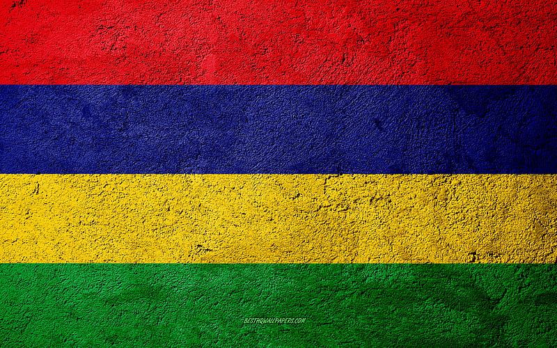 Flag of Mauritius, concrete texture, stone background, Mauritius flag, Africa, Mauritius, flags on stone, HD wallpaper