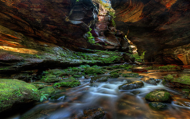 Earth, Rock, Australia, Canyon, Nature, Stone, Stream, Water, HD wallpaper