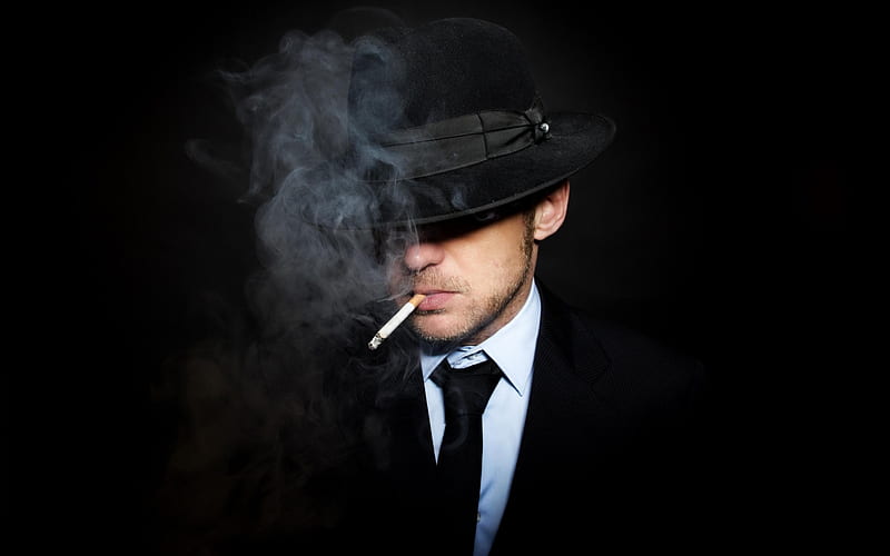 Mafia guy*, male, guy, costume, background, black, man, hq, cigarette, hat, HD  wallpaper | Peakpx