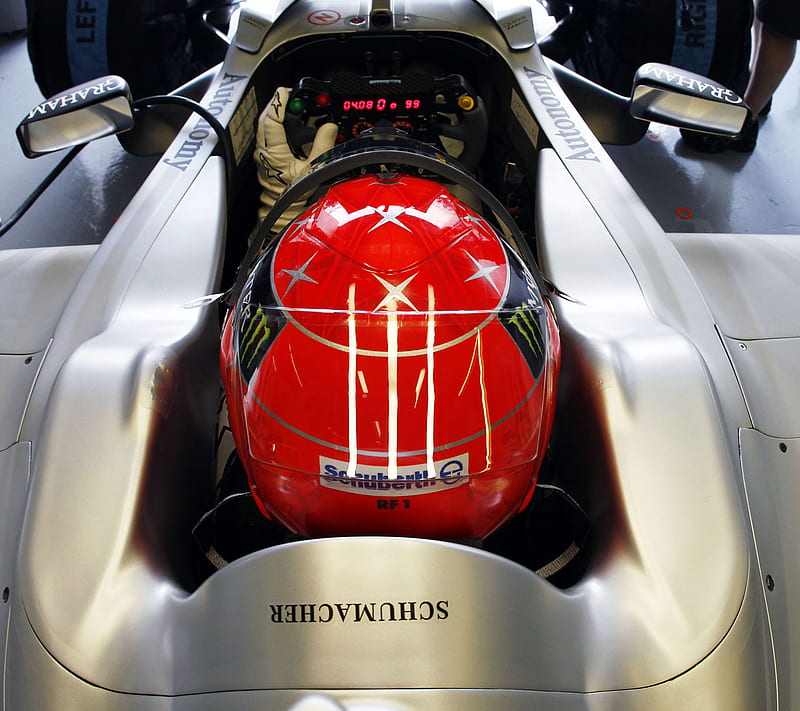 Schumacher Helmet, f1, formula 1, mercedes, racing, HD wallpaper