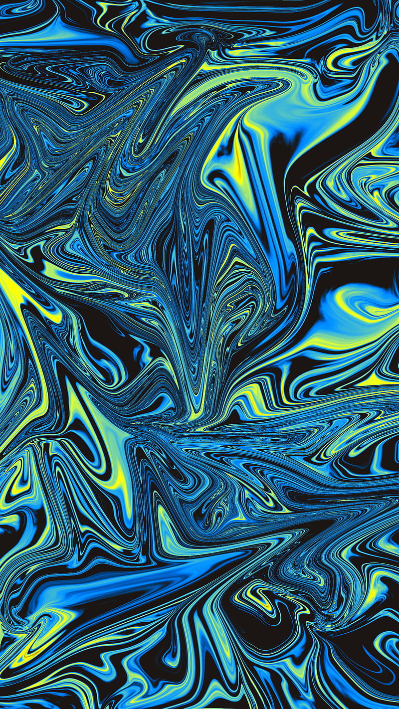 Blue liquid metal, Blue, Milos, abstract, colors mix, illustration, liquid, metal, HD phone wallpaper