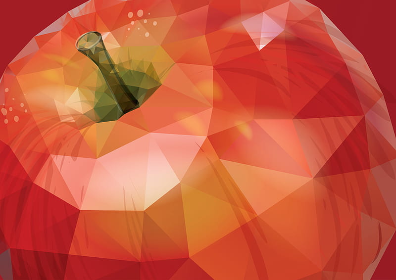 Polygonal Red Apple, HD wallpaper