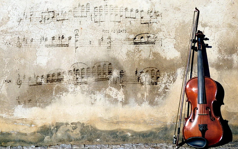 Just Music, violin, musical notes, splendor, music, HD wallpaper
