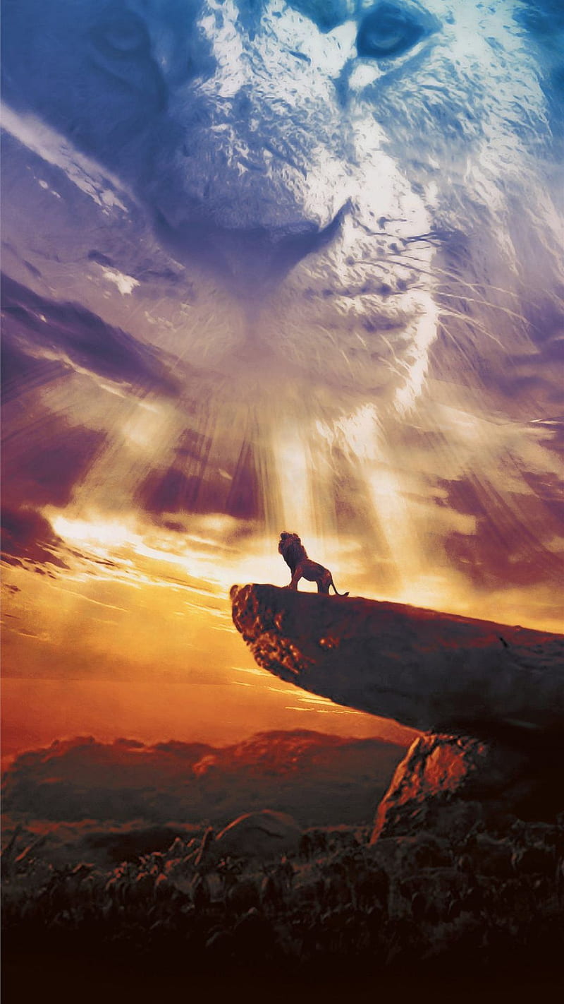 Lion King , lion king, brave, shadow, simba, background, ios, android, apple, HD phone wallpaper