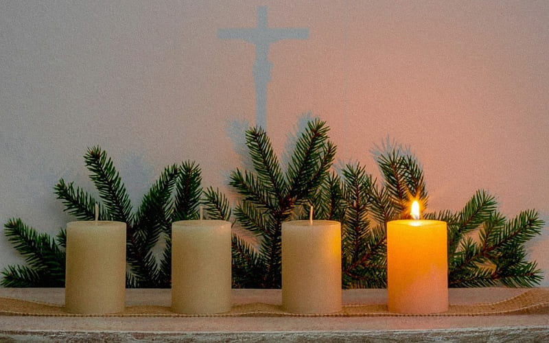 First Advent, Christmas, Advent, Cross, candles, HD wallpaper