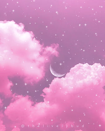 Aesthetic sky 1, aesthetic, clouds, iphone, moon, nature, pink ...