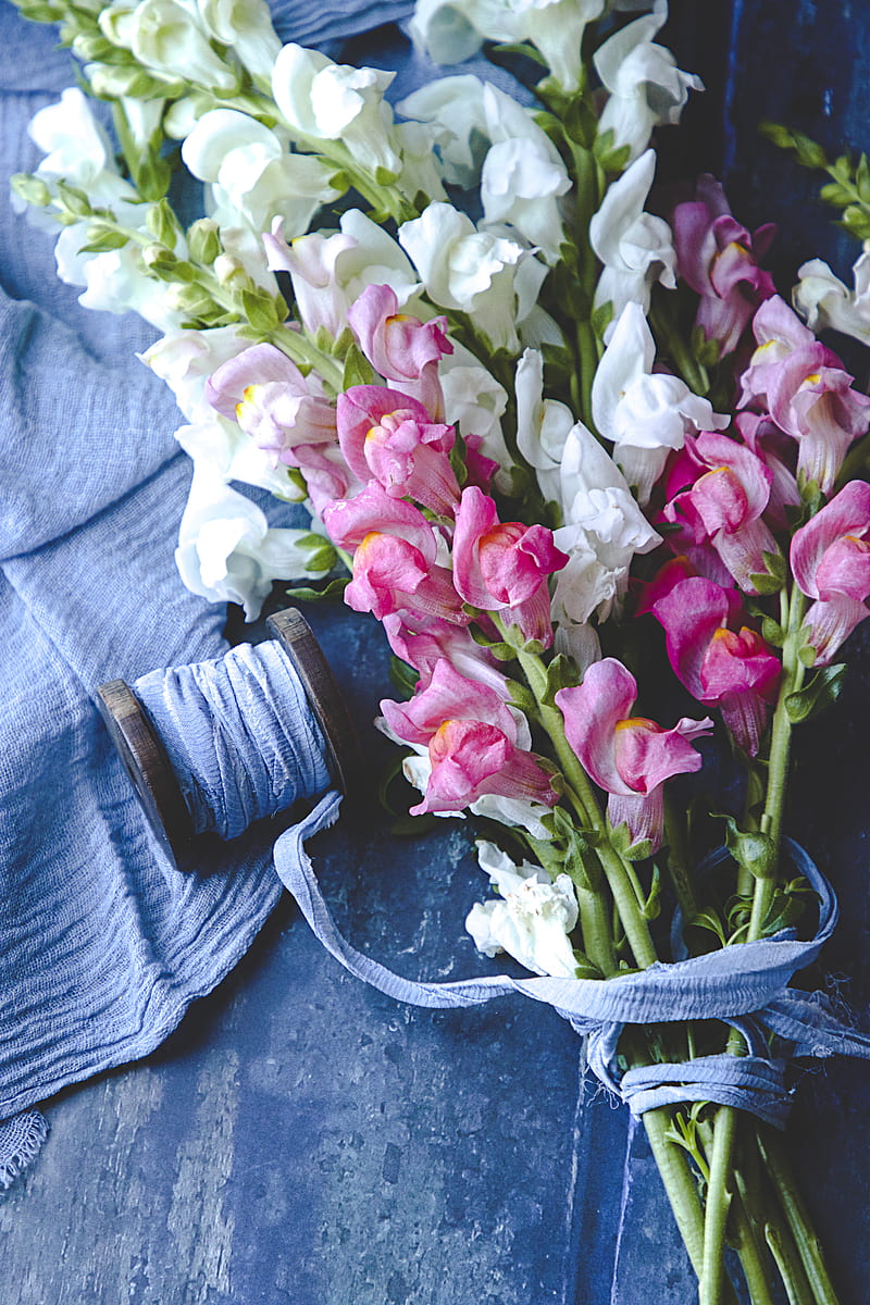 flowers, bouquet, thread, pink, white, HD phone wallpaper