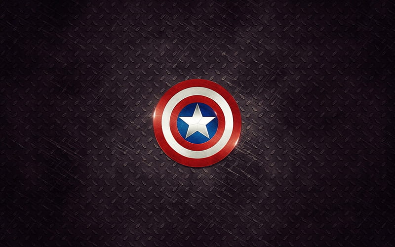 Captain America, logo, superheroes, metal plate, HD wallpaper