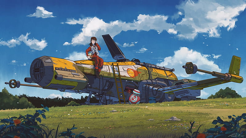 Star wars, bb-8, anime style, spaceship, clouds, anime landscape, Anime, HD  wallpaper | Peakpx