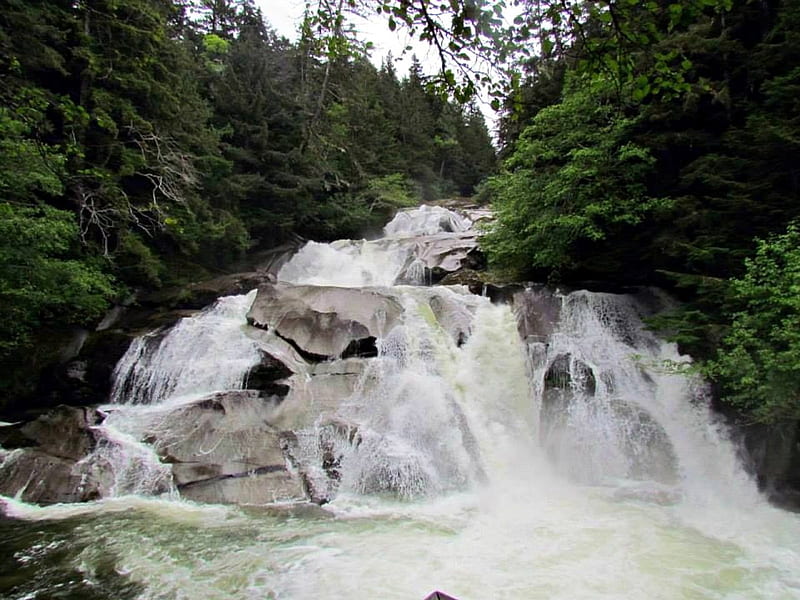 Clayton Falls ~ Bella Coola, BC, Trees, Waterfall, Rocks, Nature, HD ...