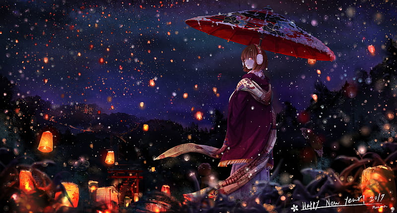 Anime Girl With Umbrella, anime-girl, anime, artist, artwork, digital-art, umbrella, HD wallpaper